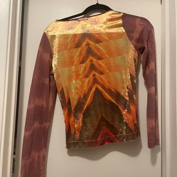 Y2K velvet/mesh/beaded long sleeve - Picture 2 of 3